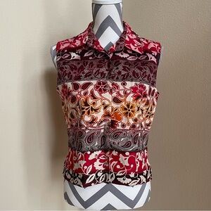Embassy Row Button Up Sleeveless Blouse - Size: 6 - 100% Linen